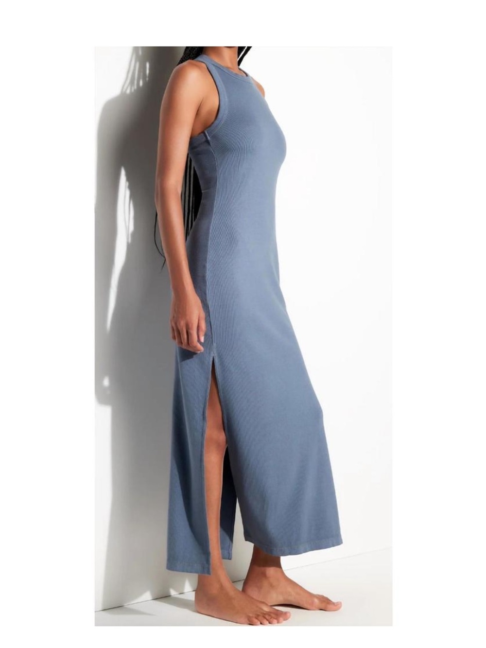 NEW SPIRITUAL GANGSTER simone rib maxi dress in blue jean M